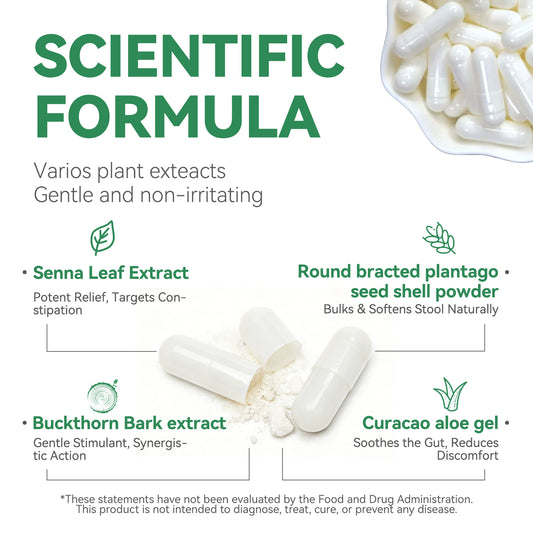 XKQ Natural Gut Detoxification Capsule Plant Formula,Gentle regulation of intestines | Relieve constipation, promote digestive health | 60 capsules, veganFriendly supplements