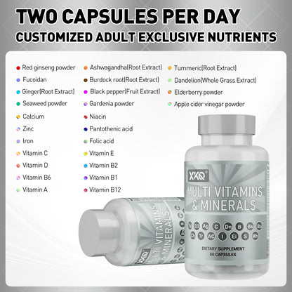 XKQ Multi Vitamins & Minerals - 80 Capsules, Comprehensive Nutritional Support XKQ Nutra Shop