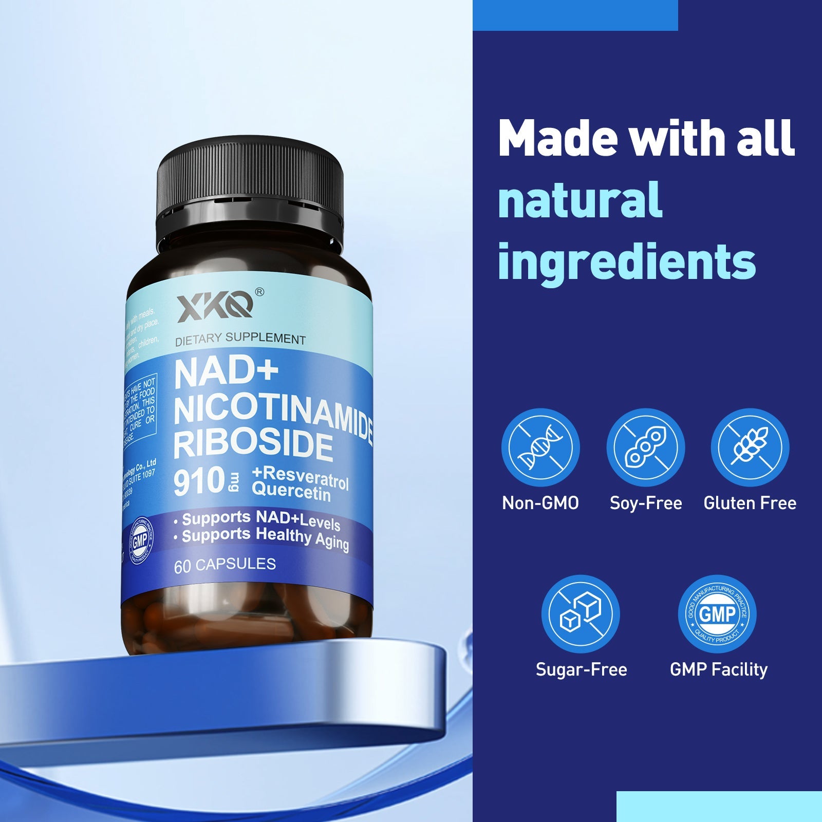 XKQ NAD+ Nicotinamide Riboside Supplement - Support NAD+ Levels & Healthy Aging XKQ Nutra Shop
