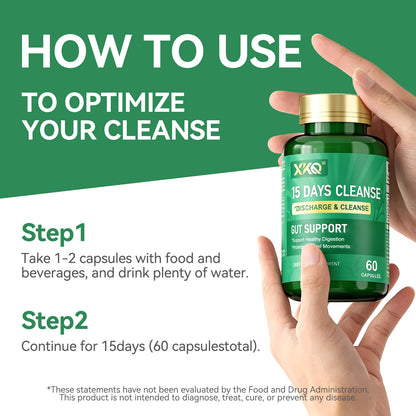 XKQ Natural Gut Detoxification Capsule Plant Formula,Gentle regulation of intestines | Relieve constipation, promote digestive health | 60 capsules, veganFriendly supplements